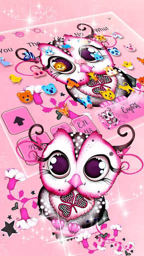 Cartoon Owl Pink Keyboard Theme screenshot 3