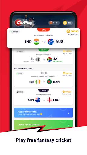 CricPlay - Fantasy Cricket, Prediction, Live Score screenshot 1