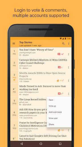Materialistic - Hacker News screenshot 1