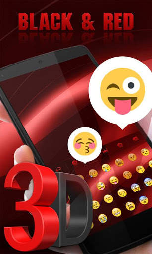 3D Black and Red GO Keyboard Theme screenshot 4