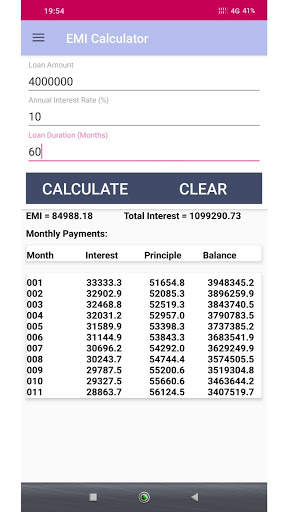 EMI Calculator screenshot 2