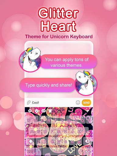 Glitter Heart Emoji Keyboard Theme screenshot 1