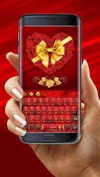 Gold  Rose Heart Keyboard Theme screenshot 3