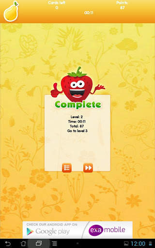 Fruits Games - Exercise Memory 20 تصوير الشاشة