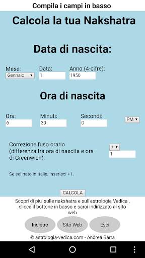 Calcolatore Nakshatra screenshot 1