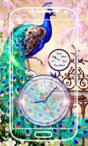 Peacock Clock Live Wallpaper screenshot 5