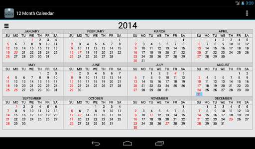 Twelve Month Calendar screenshot 9