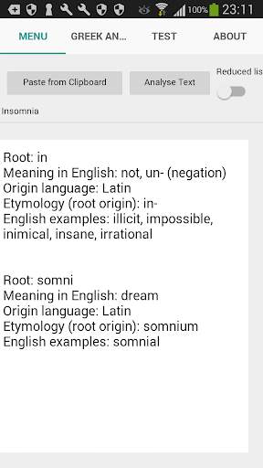 Greek and Latin roots finder screenshot 4