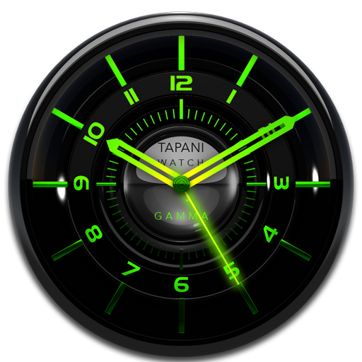 GAMMA Designer Clock Widget black glow green icon