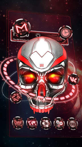 Red tech hell skull theme 2 تصوير الشاشة