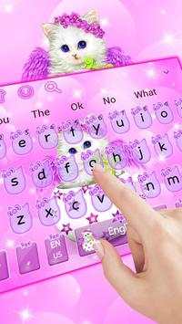 Lovely Pink Kitty Cat Keyboard Theme screenshot 2