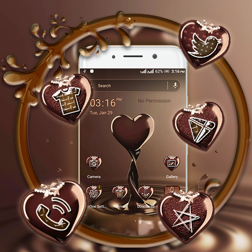 Chocolate Love Heart Launcher Theme icon
