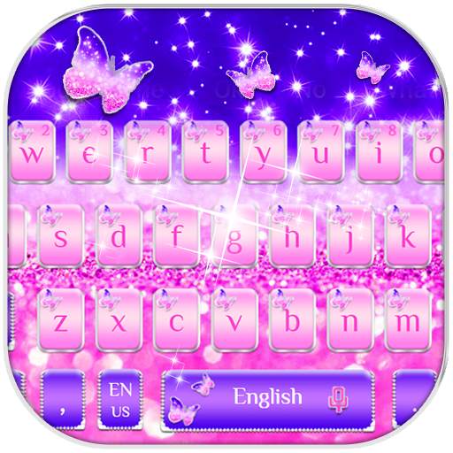 Silver Glitter Butterfly Keyboard Theme 10001001