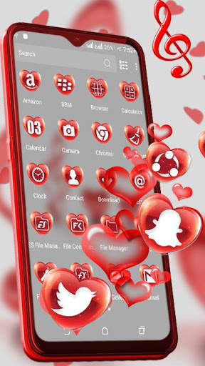 Red Glass Heart Launcher Theme screenshot 2