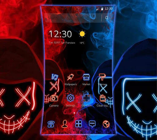 Blue Red Fire Led Mask Anonymous Theme скриншот 4