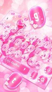 Glitter Pink Love Heart Keyboard Theme screenshot 1