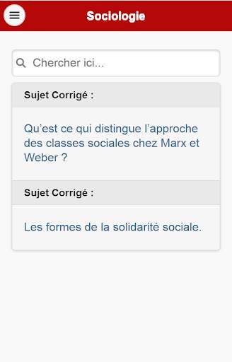 Sociologie : Sujets Corrigés screenshot 1