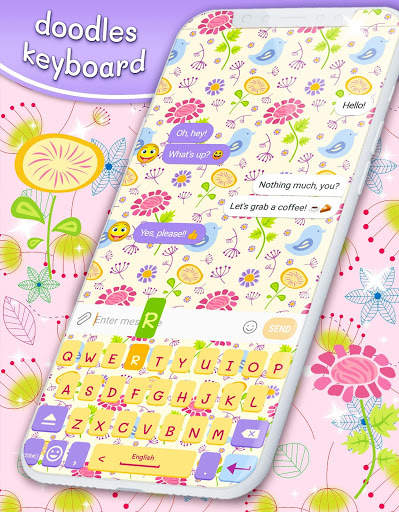 Doodle Flowers Keyboard 🌼 Pink Spring Theme screenshot 2