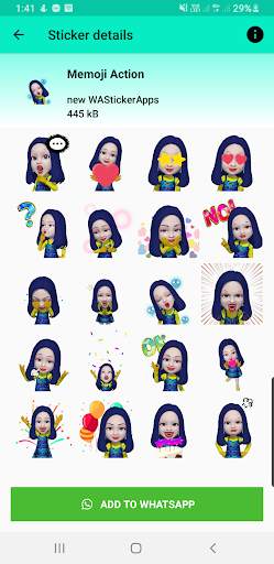 animated stickers for whatsapp - blue girl sticker screenshot 3