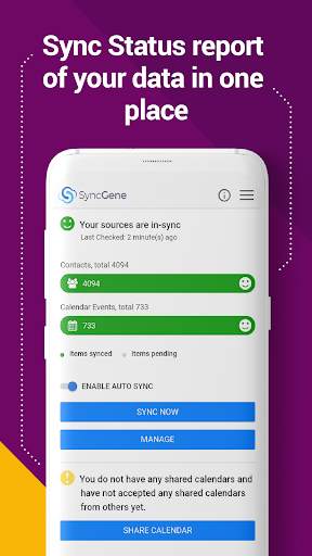 SyncGene Contact Calendar Sync 4 تصوير الشاشة