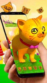 3D Cute Yellow Cat Theme screenshot 3