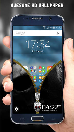 Skull Zipper Lock Screen screenshot 3