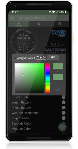 Chrome Leather HD Watch Face Widget Live Wallpaper screenshot 6