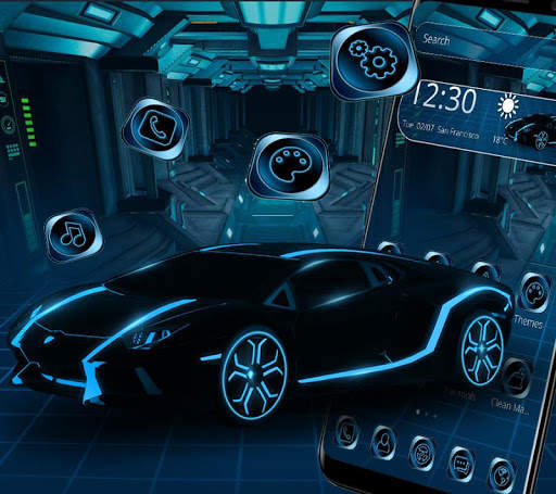 Neon Black Racing Car Theme screenshot 1