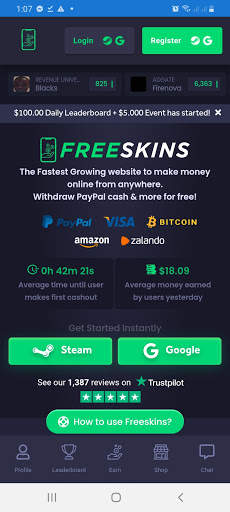 Freeskins CSGO Earn Real Money Get Paid Doing Task स्क्रीनशॉट 1