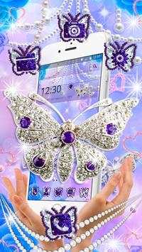 Purple & Glossy Gray Diamond Butterfly Theme screenshot 4