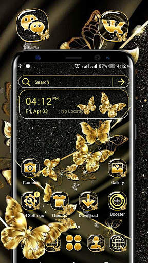 Golden Butterfly Glitter Launcher Theme screenshot 1