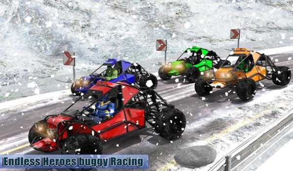 Superhero Buggy Car: Winter Sports Risky Road Race screenshot 9