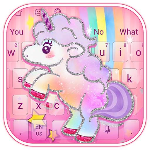 Pink Cute Glitter Unicorn Keyboard 10001003