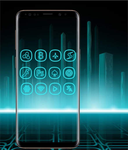 Neon icon pack ligth Blue theme  top to 2019 screenshot 2