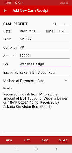 Cash Receipt screenshot 1