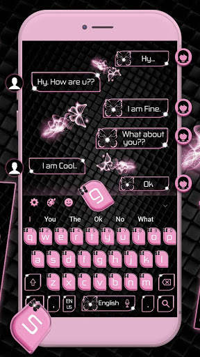 Pink Black Butterfly Keyboard Theme screenshot 2