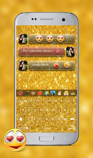 Gold Glitter Emoji Keyboard - Gold Emoji Keyboard screenshot 3