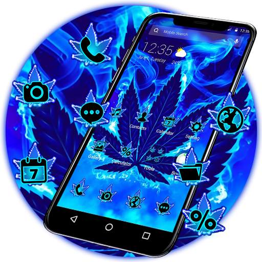 Blue Flame Weed Theme APUS Launcher 4.0.1001