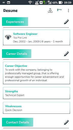 Resume - Create, Build and Download for Free 6 تصوير الشاشة