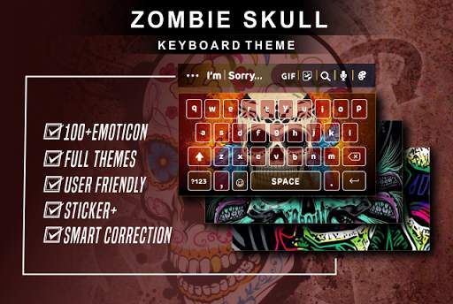 Keyboard Themes Zombie Skull screenshot 2
