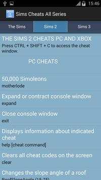 Cheats Sims All Series screenshot 2