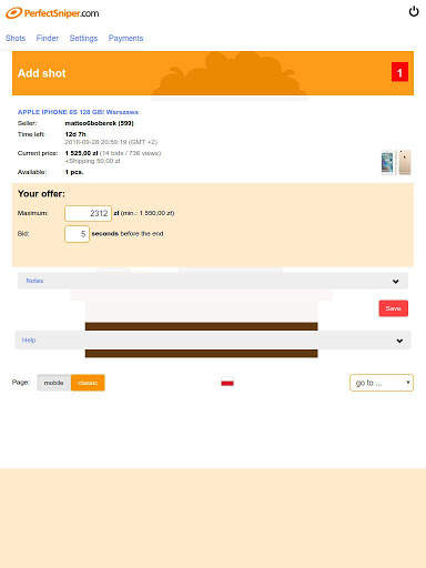 PerfectSniper - auction sniper for Ebay screenshot 7