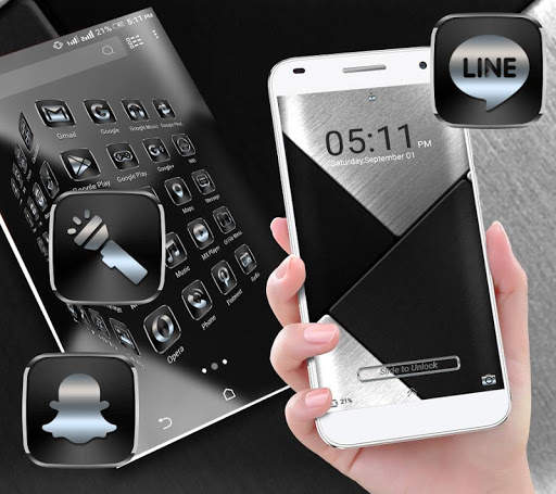 Black Silver Launcher Theme screenshot 5