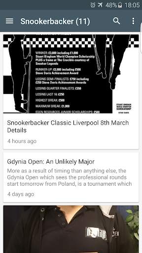 Snooker news screenshot 1