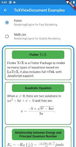 Flutter TeX (Demo App) screenshot 2