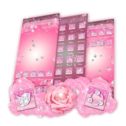 Pink Flower Diamond Launcher Theme 1.0.1