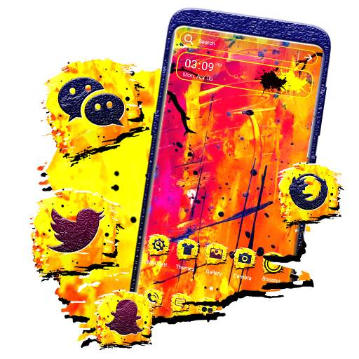 Yellow Red Painting Launcher Theme 1.0
