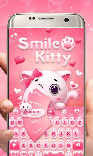 Smile Kitty GO Keyboard Theme screenshot 2