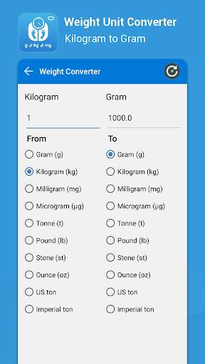 Gram , Kg ,Tons, Milli gram : Weight Convertor screenshot 2