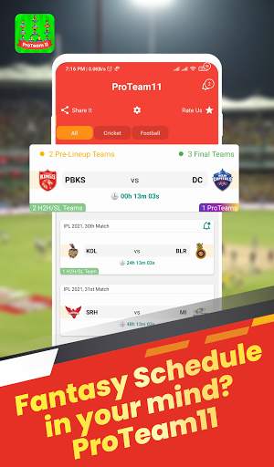 ProTeam11 - Fantasy SL GL H2H Team Prediction App screenshot 1